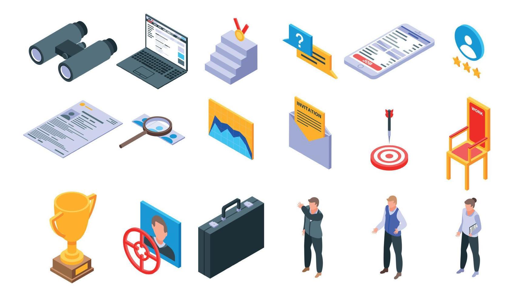 Headhunter icons set, isometric style vector