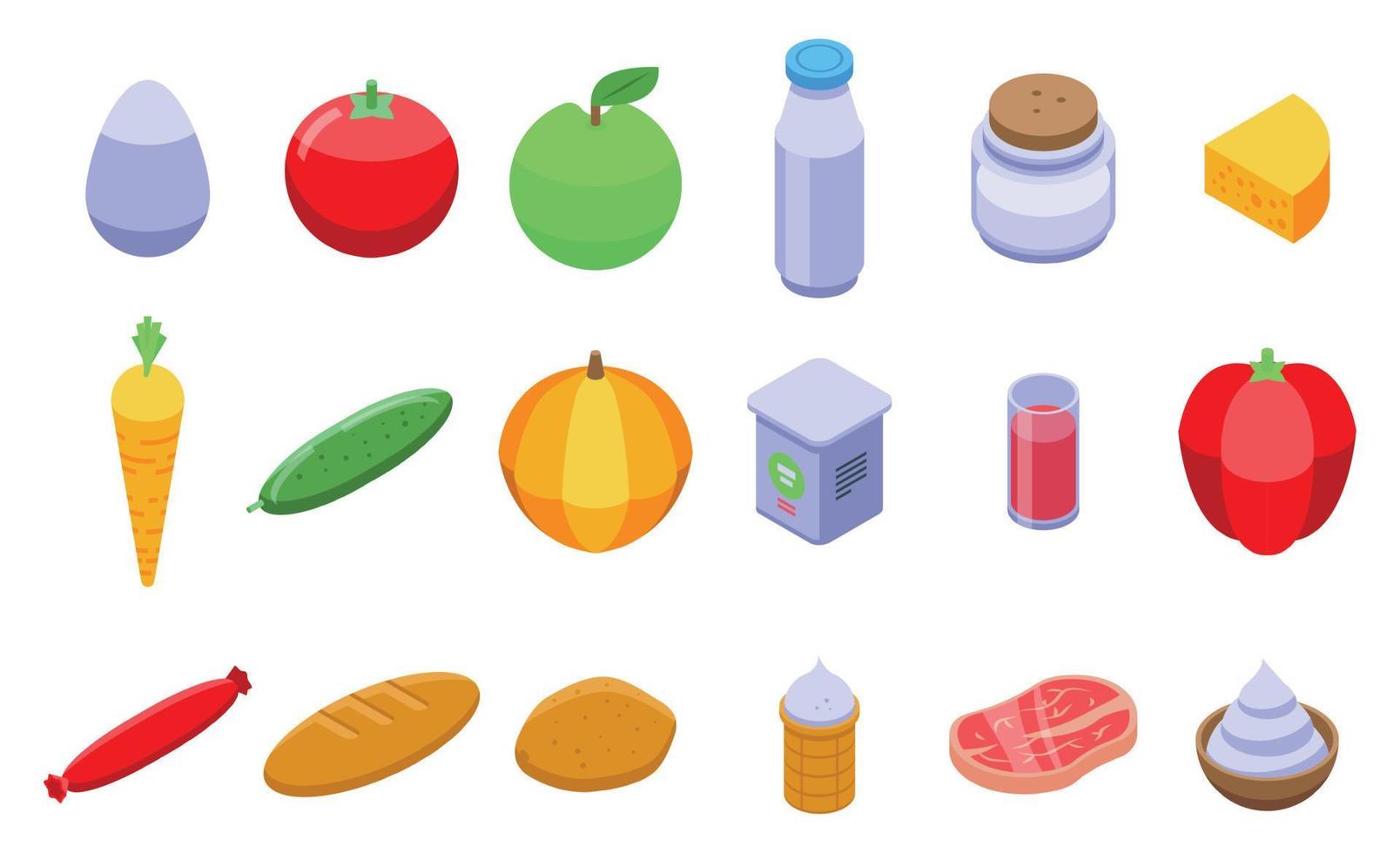 Farm products icons set, isometric style vector