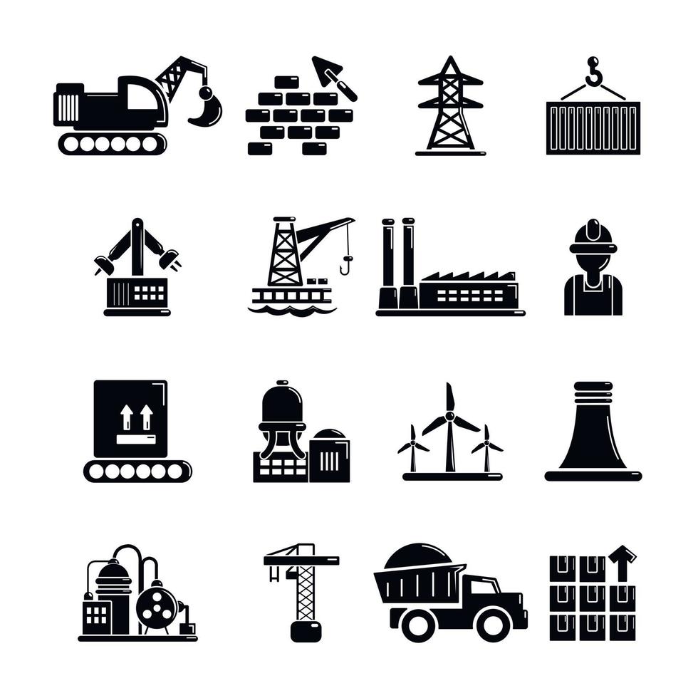 conjunto de iconos de la industria, estilo simple vector