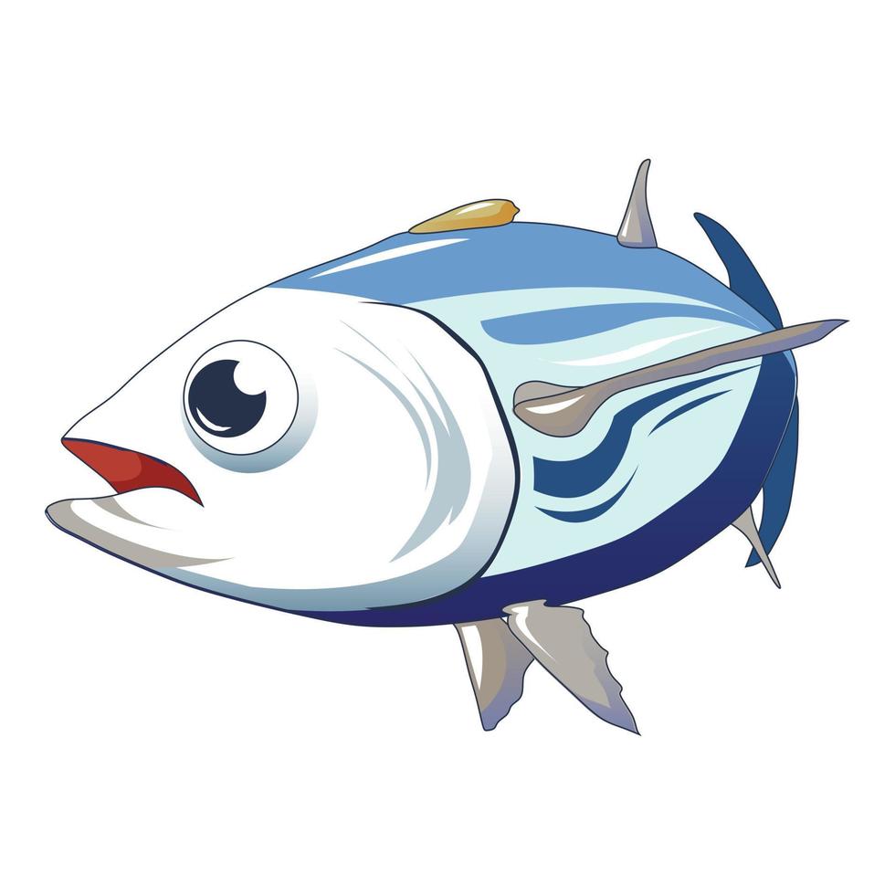 Sea tuna fish icon, cartoon style vector