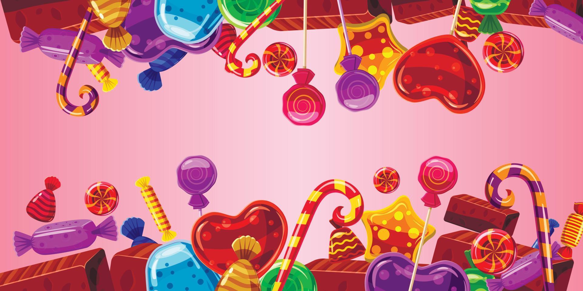 Sweets cakes banner horizontal pink, cartoon style vector