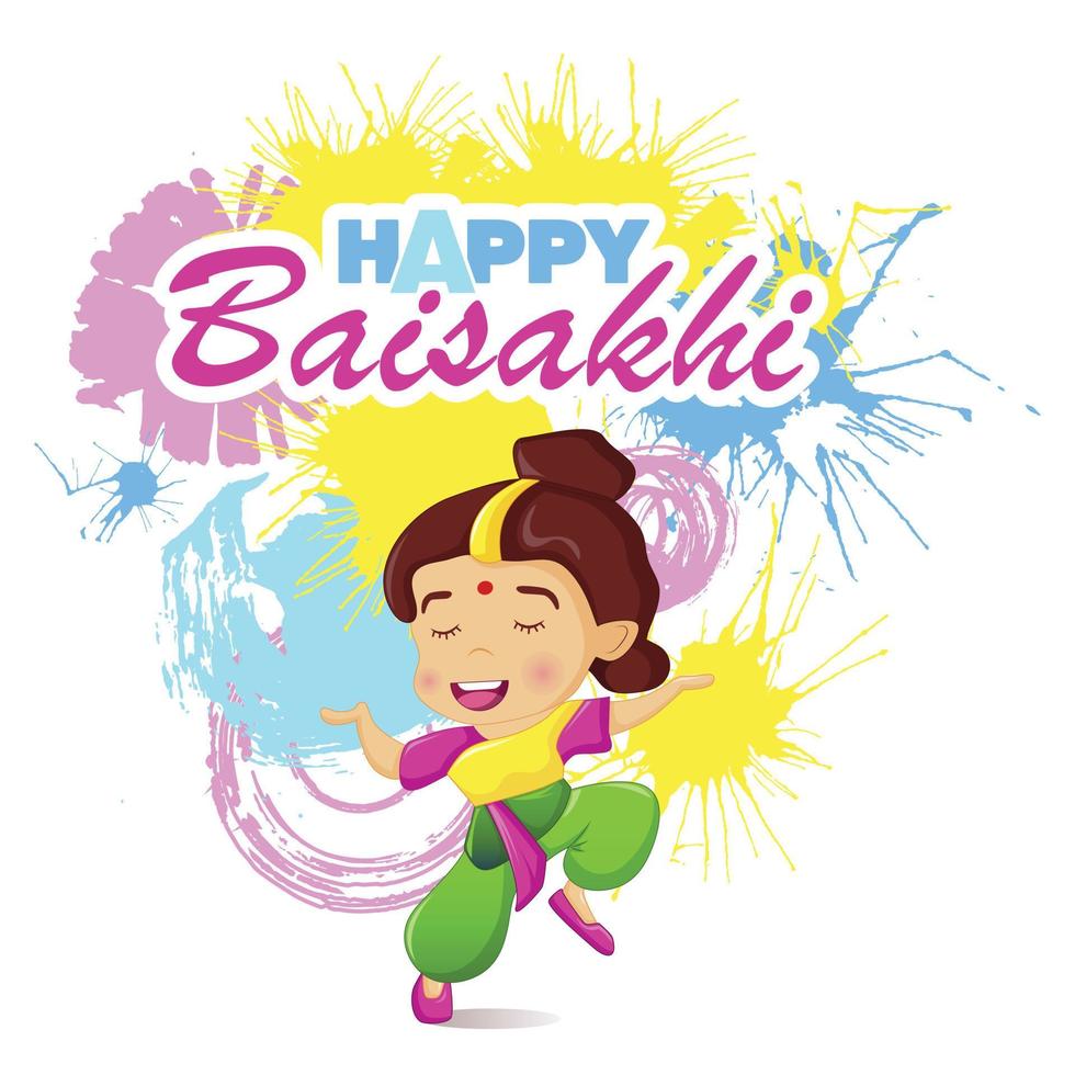 Happy baisakhi woman concept banner, cartoon style vector