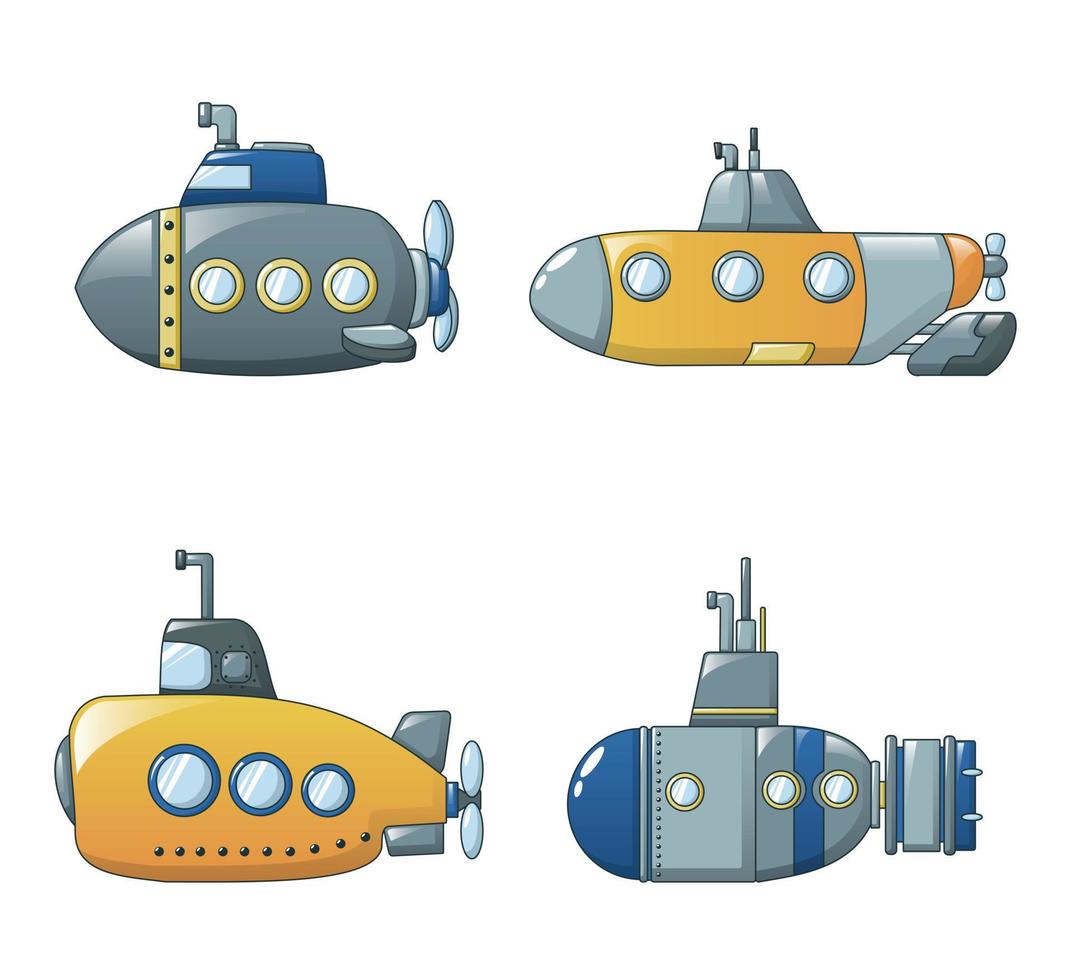 Periscope telescope icons set, cartoon style vector