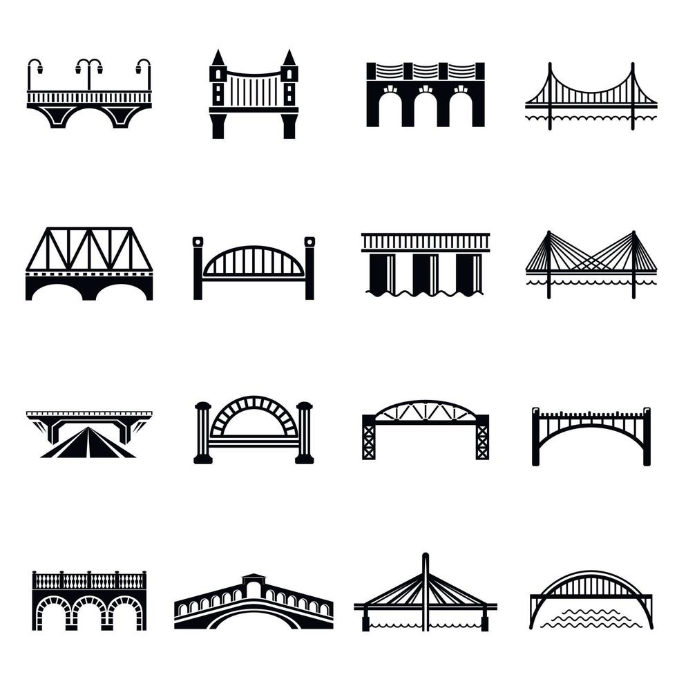 Bridge icons set, simple style vector