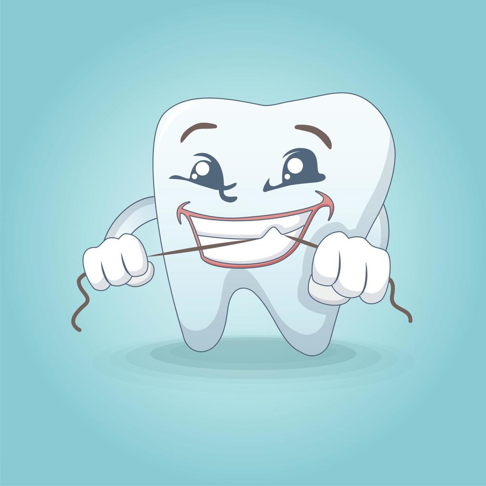 Cute smiling tooth concept background, cartoon style vector