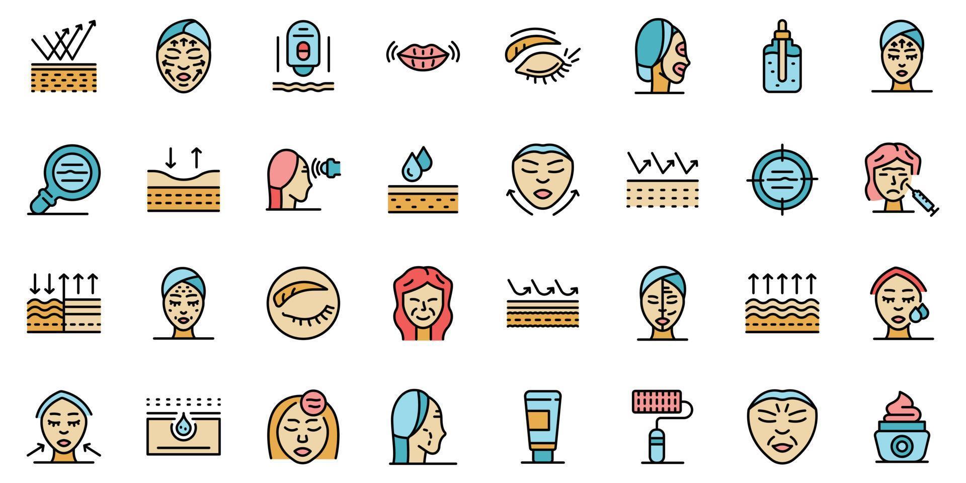 Wrinkles icons set vector flat