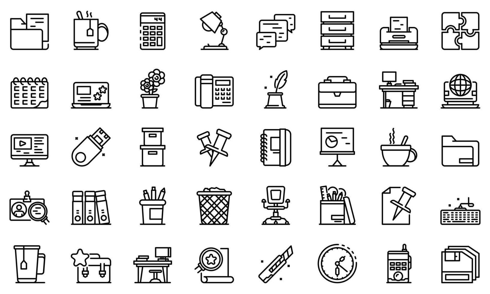 Space organization icons set, outline style vector