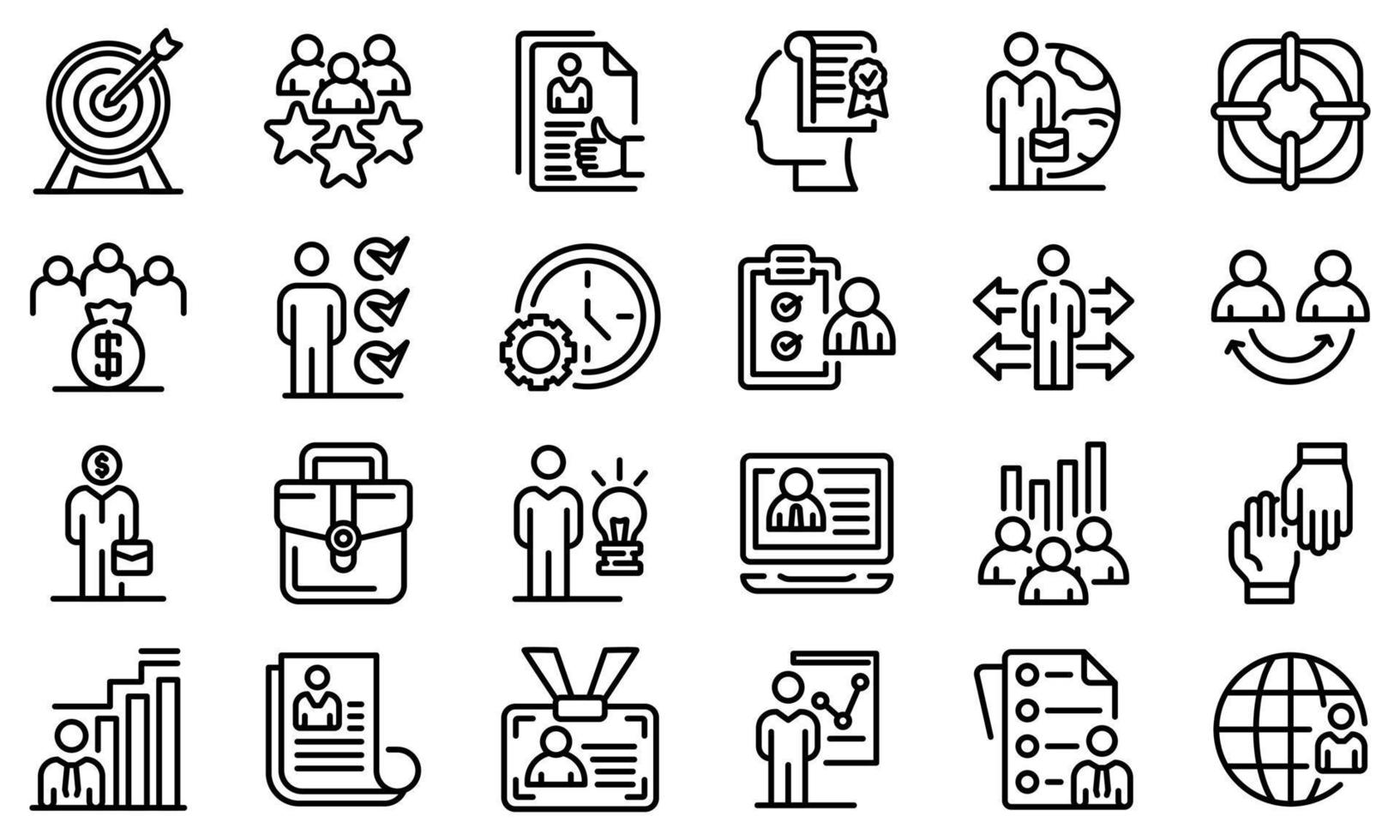 Outsource icons set, outline style vector