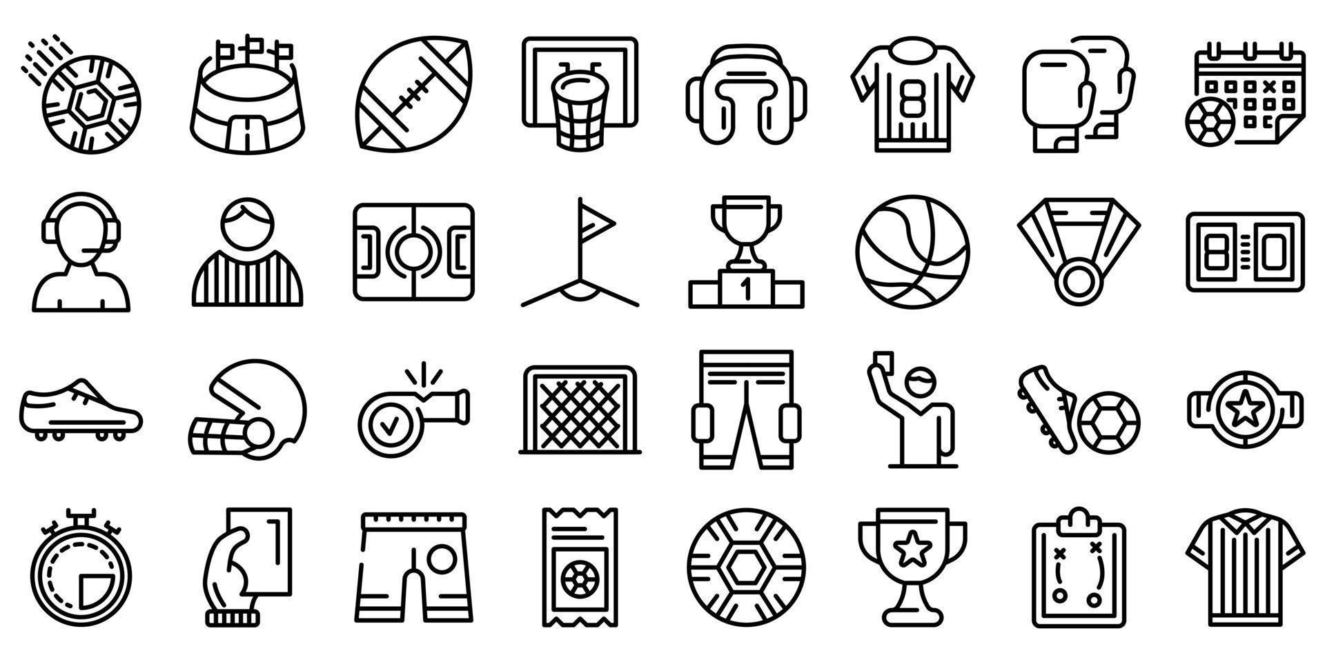 Referee icons set, outline style vector
