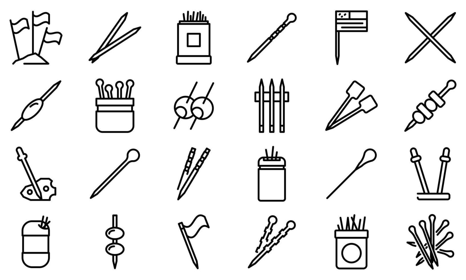 Toothpick icons set, outline style vector