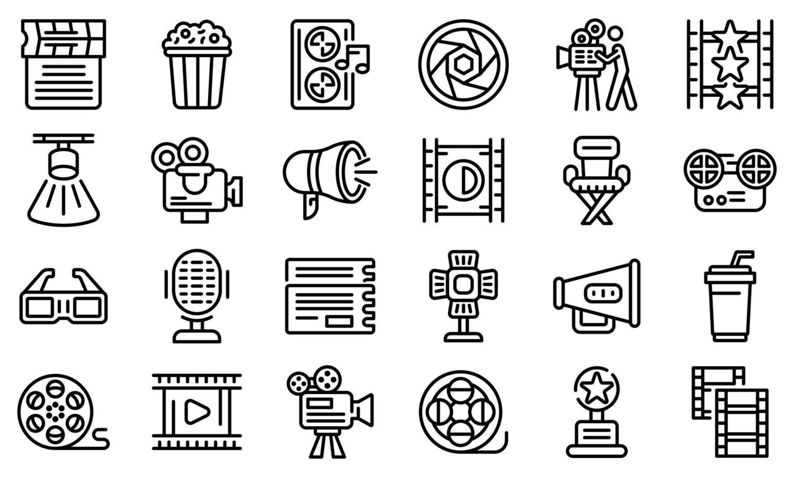 Cinematographer icons set, outline style vector