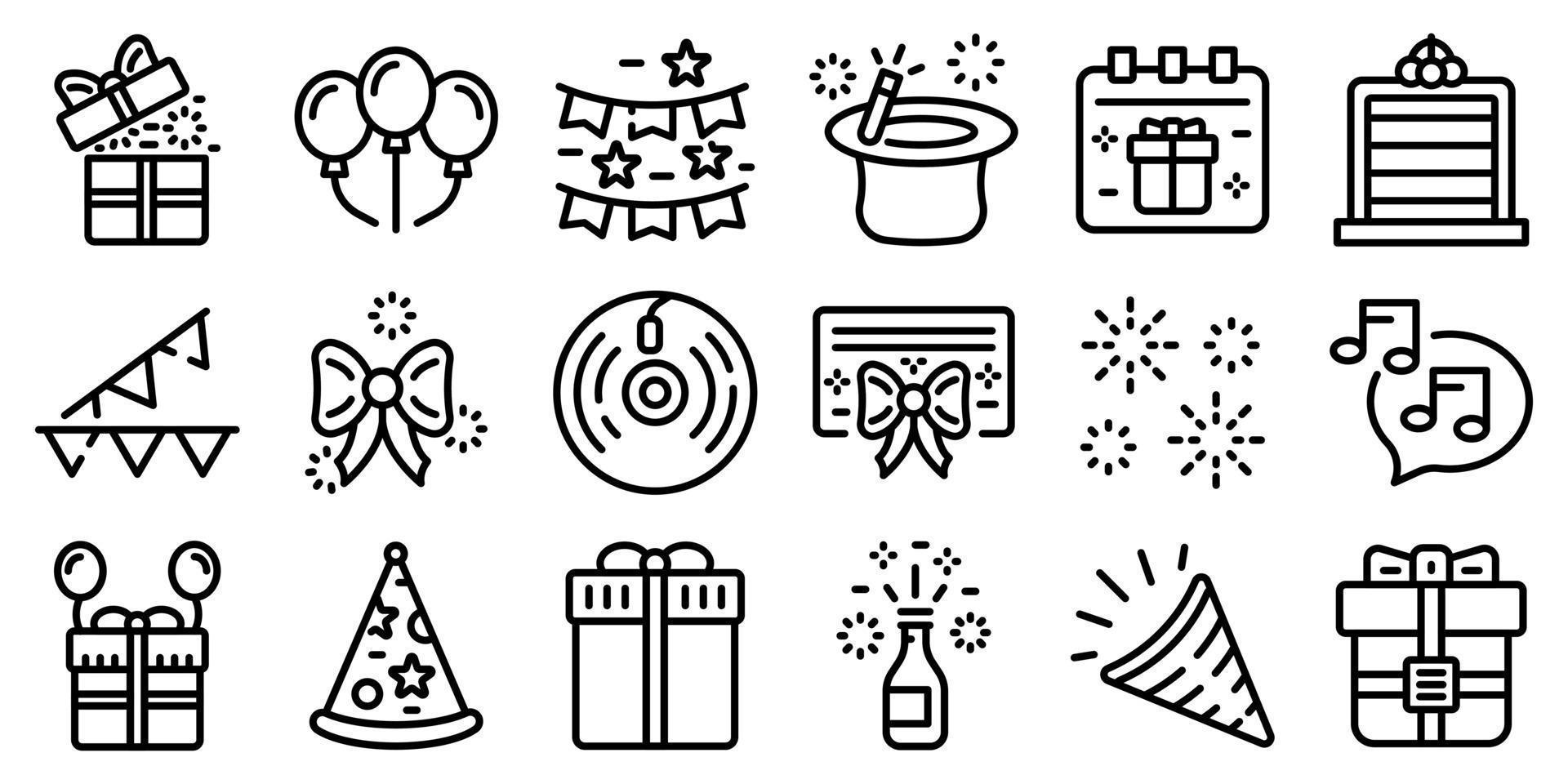 Surprise icons set, outline style vector