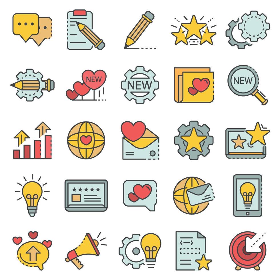 Brand icon set, outline style vector