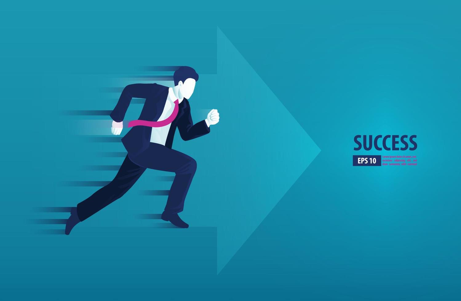 Business arrows concept with businessman running to success. acceleration for gain a profit sales. background vector illustration