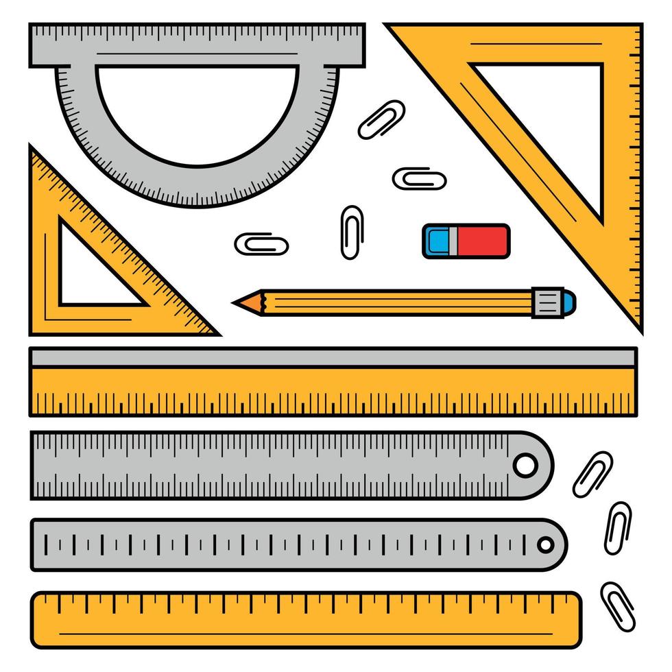 Ruler tape icon set, outline style vector