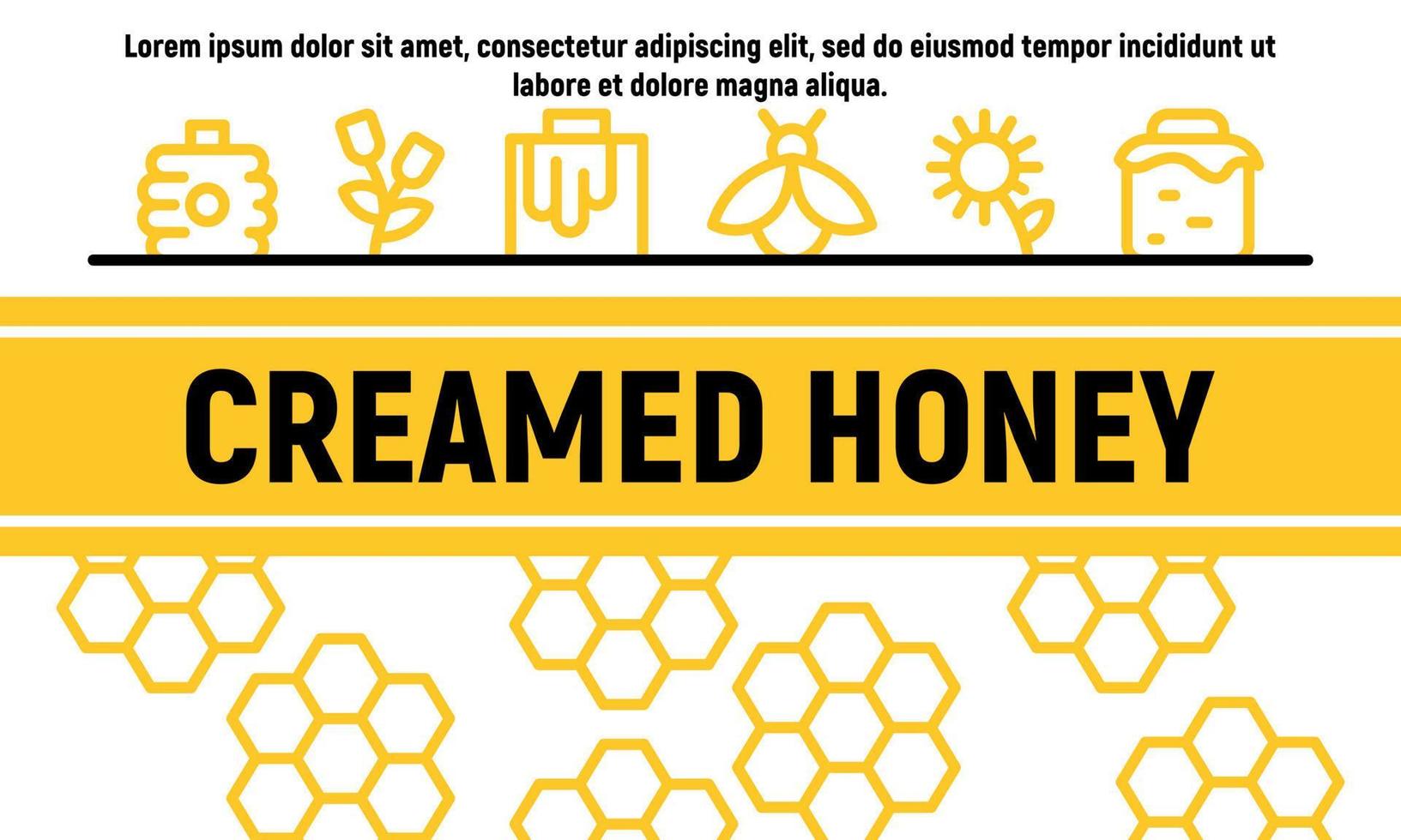 Creamed honey banner, outline style vector