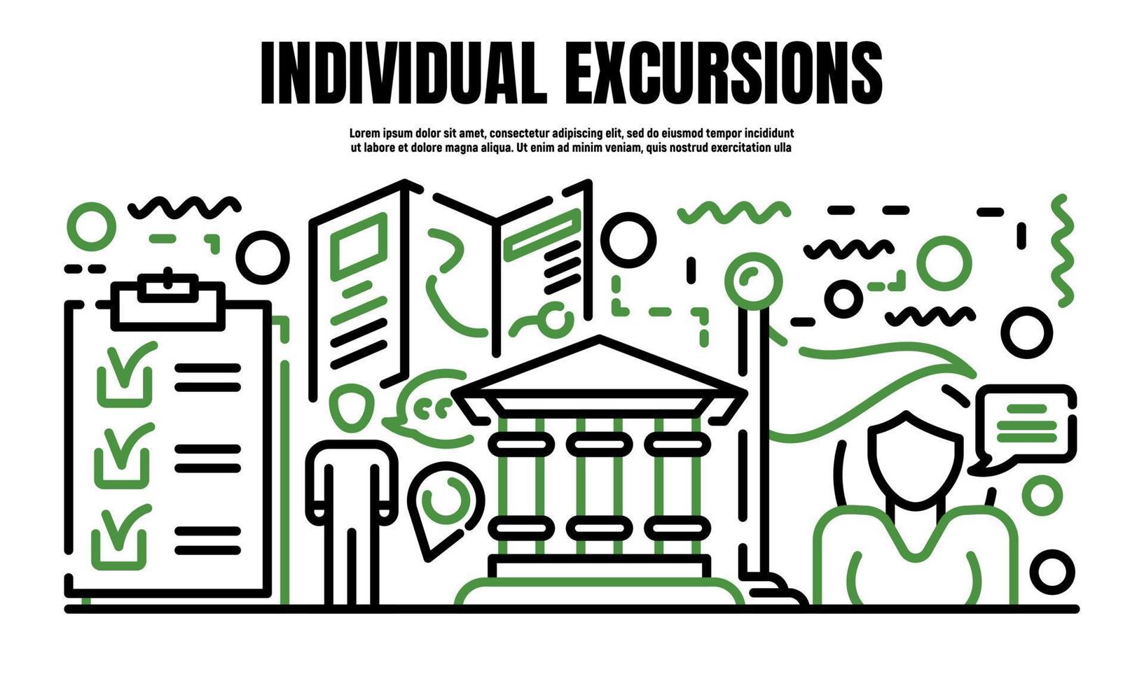 Individual excursion banner, outline style vector