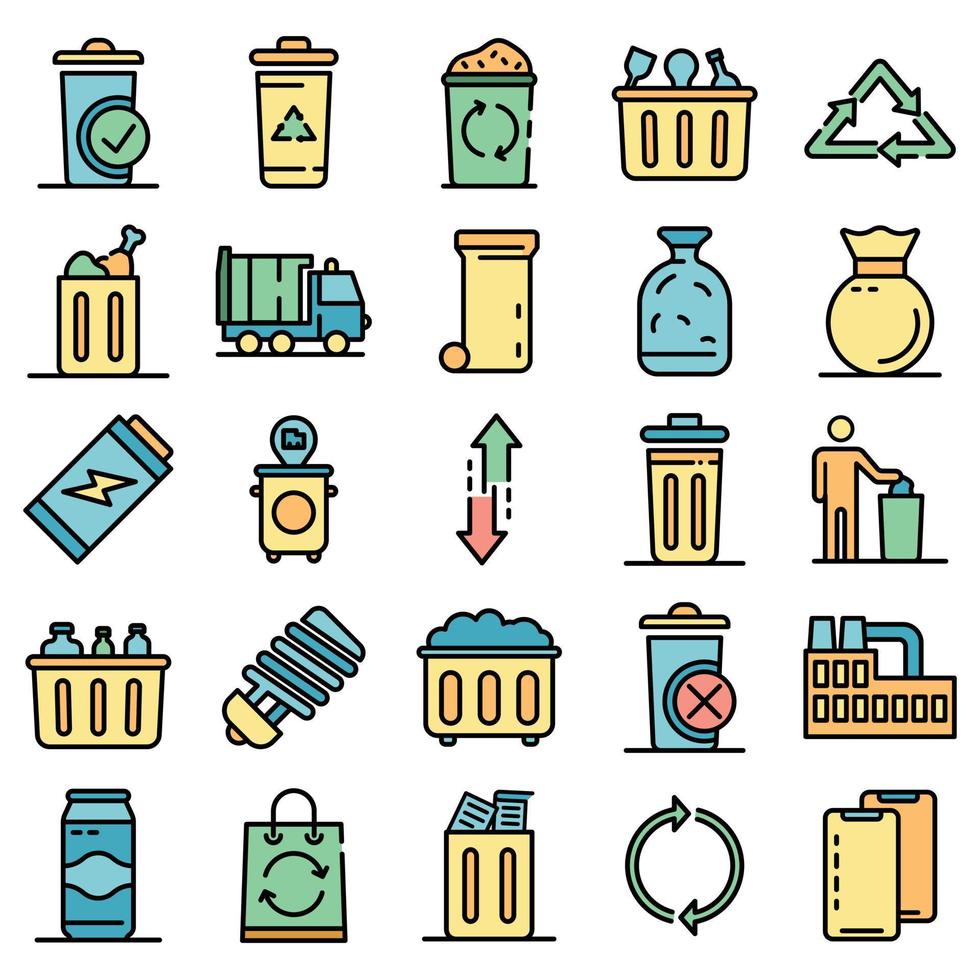 iconos de basura vector plano