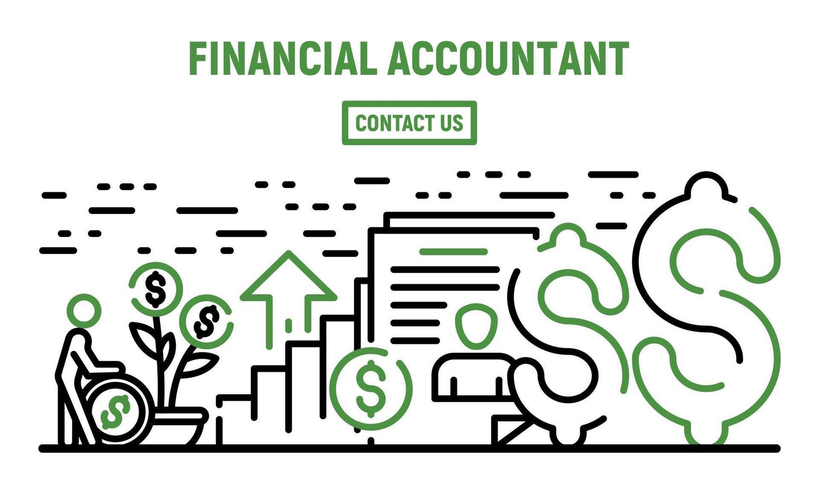 Modern financial accountant banner, outline style vector