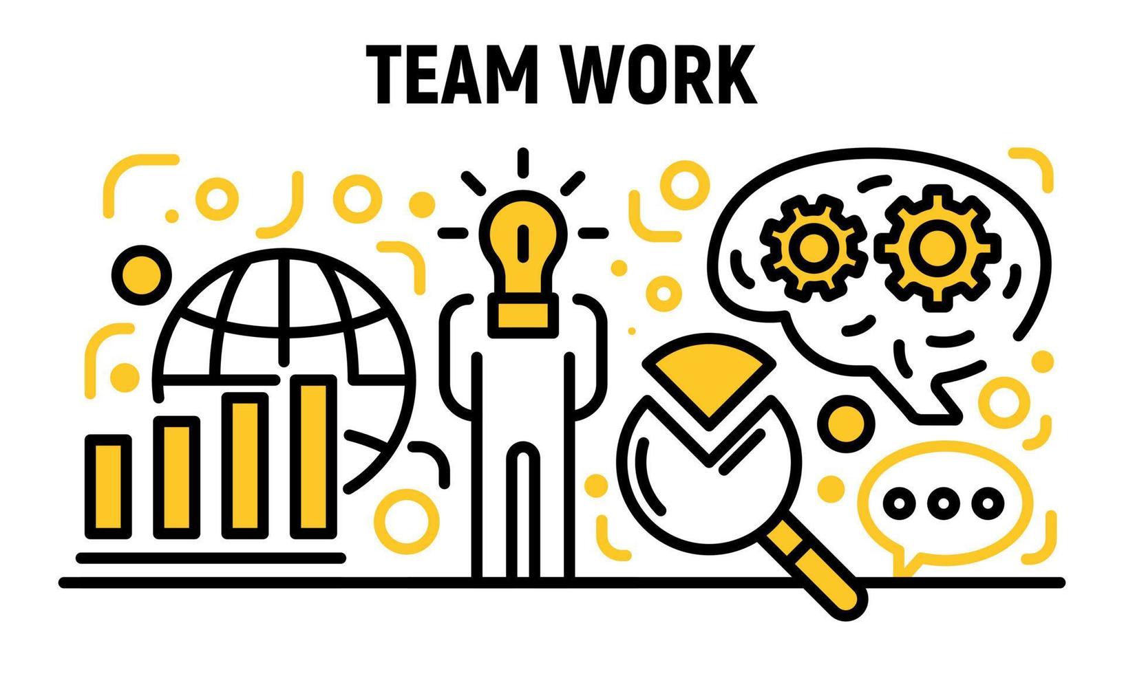 Team work banner, outline style vector