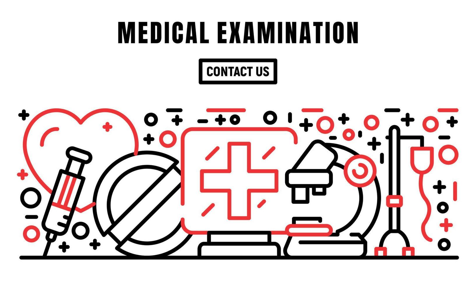 Medical examination banner, outline style Forensic laboratory icons set vector flat