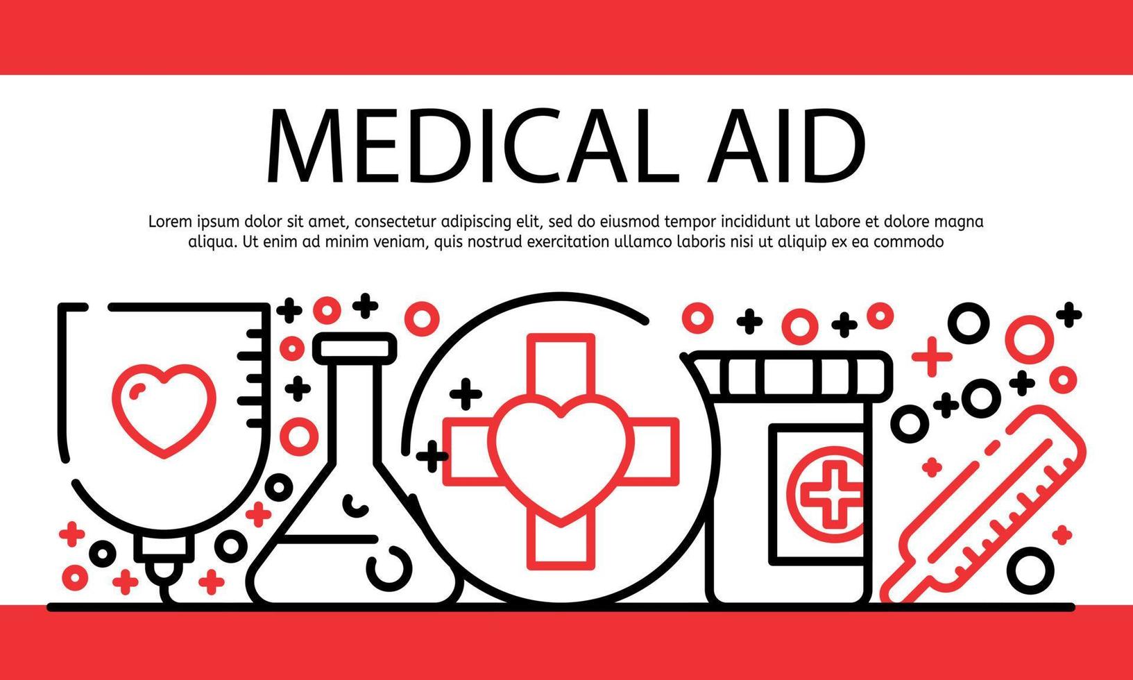 Medical aid banner, outline style Forensic laboratory icons set vector flat