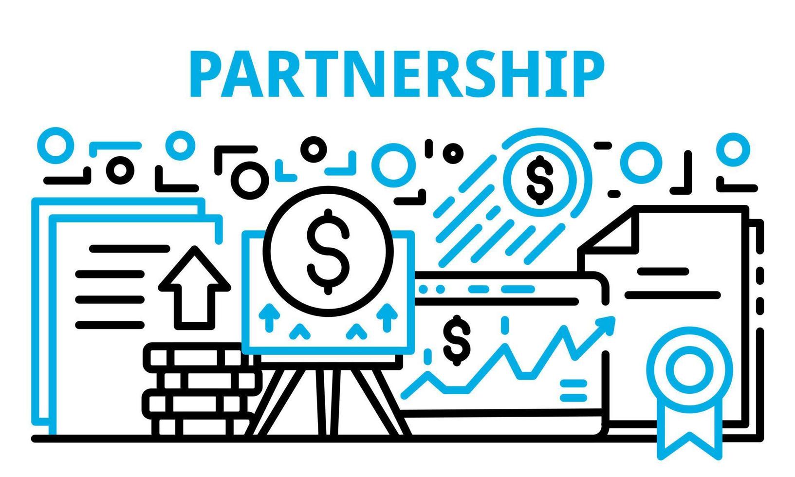 Finance partnership banner, outline style vector