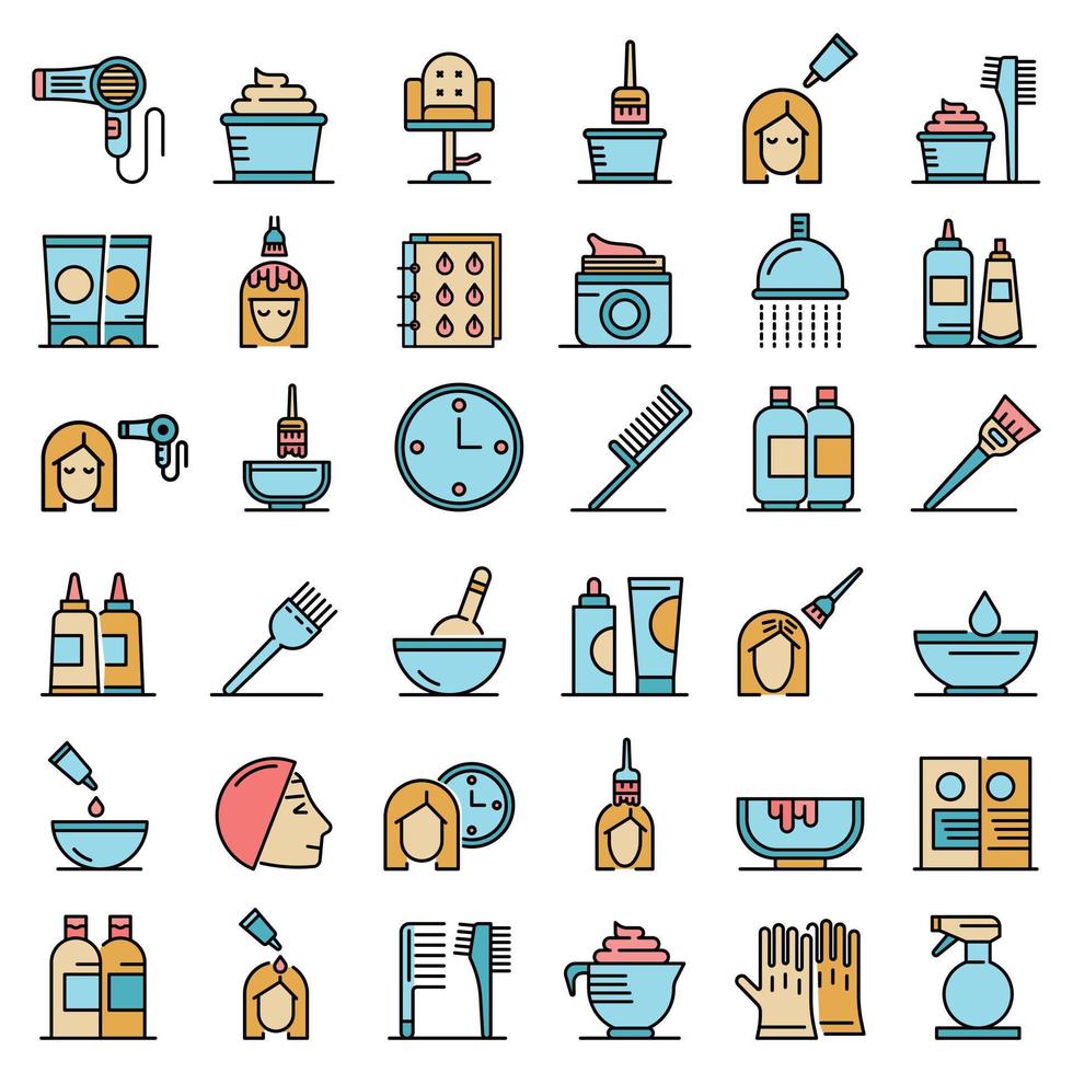 Hair dye icons vector flat