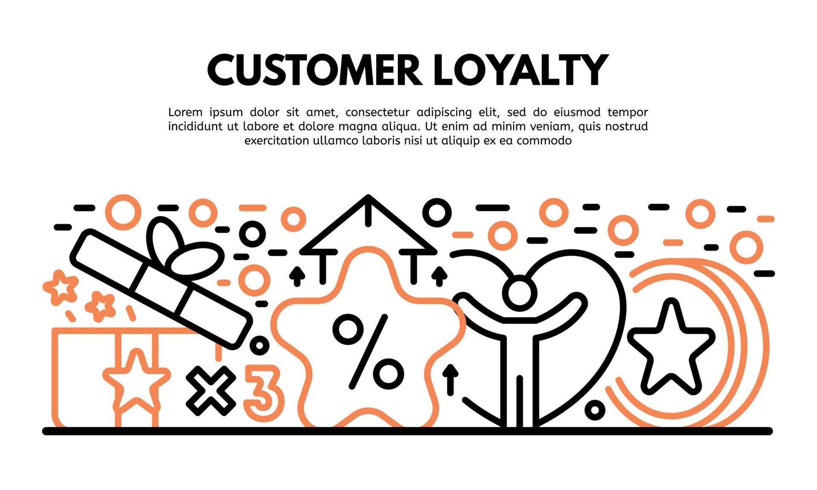 Customer loyalty banner, outline style vector