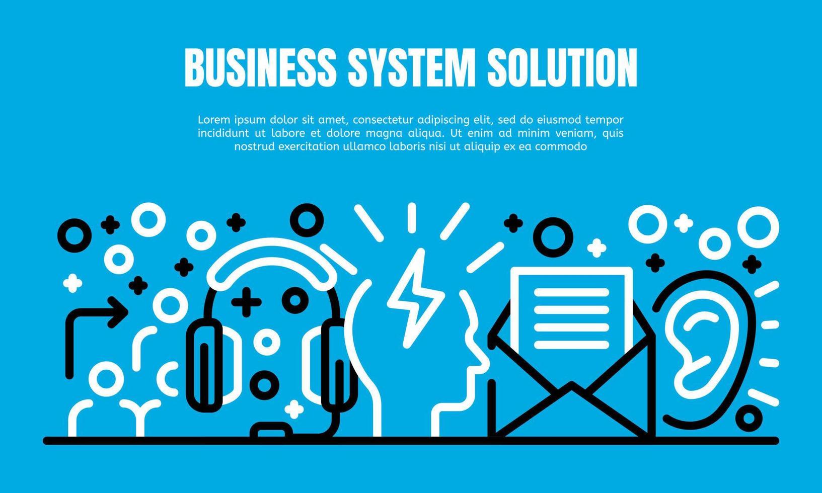 Business system solution banner, outline style vector