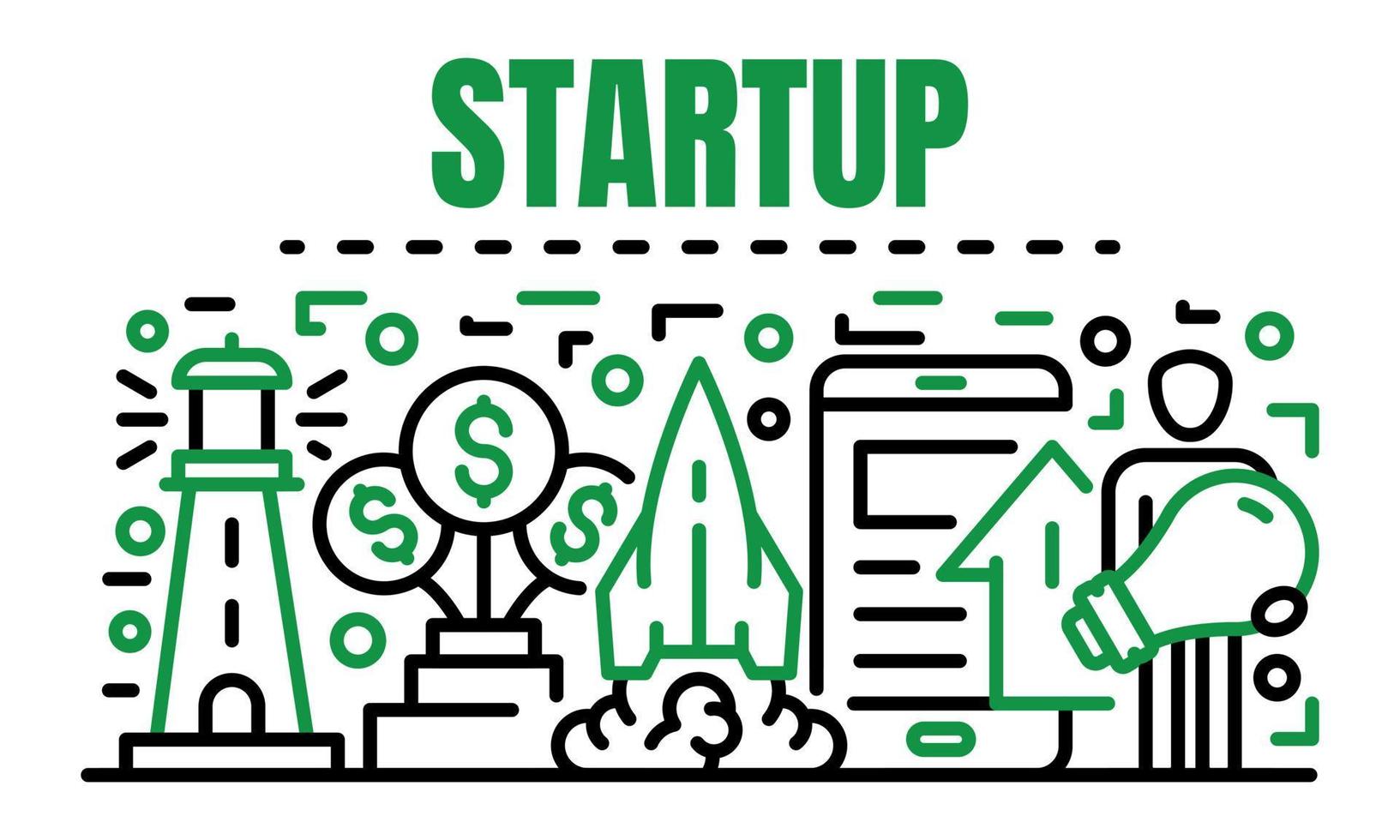 Startup banner, outline style vector