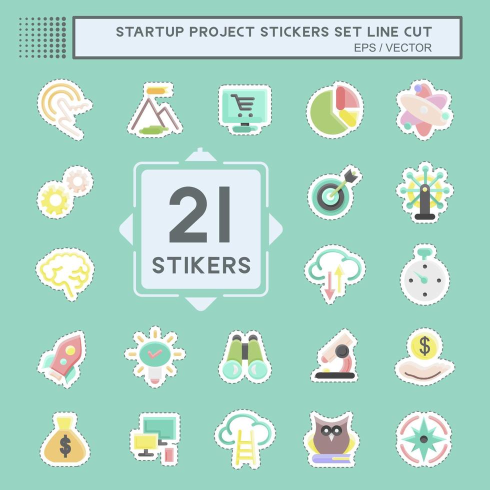 Sticker line cut Set Startup Project. suitable for Startup symbol. simple design editable. design template vector. simple illustration vector
