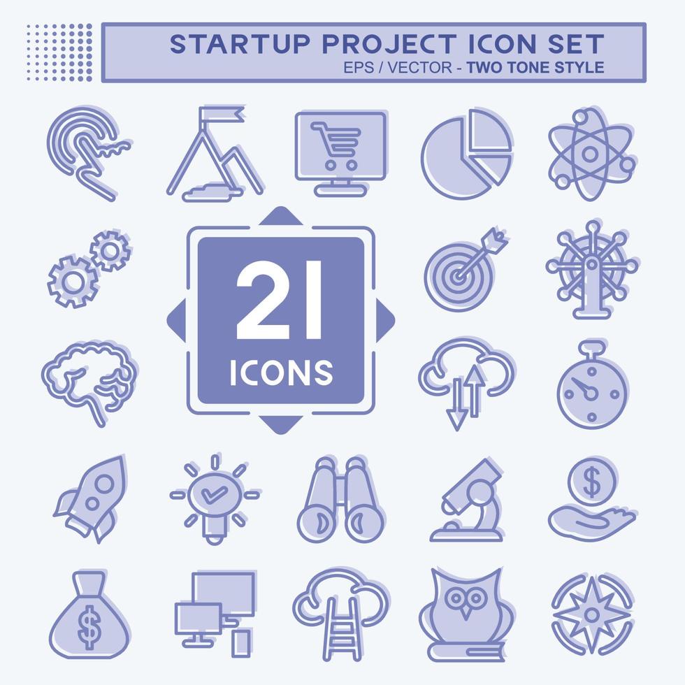 Icon Set Startup Project. suitable for Startup symbol. two tone style. simple design editable. design template vector. simple illustration vector