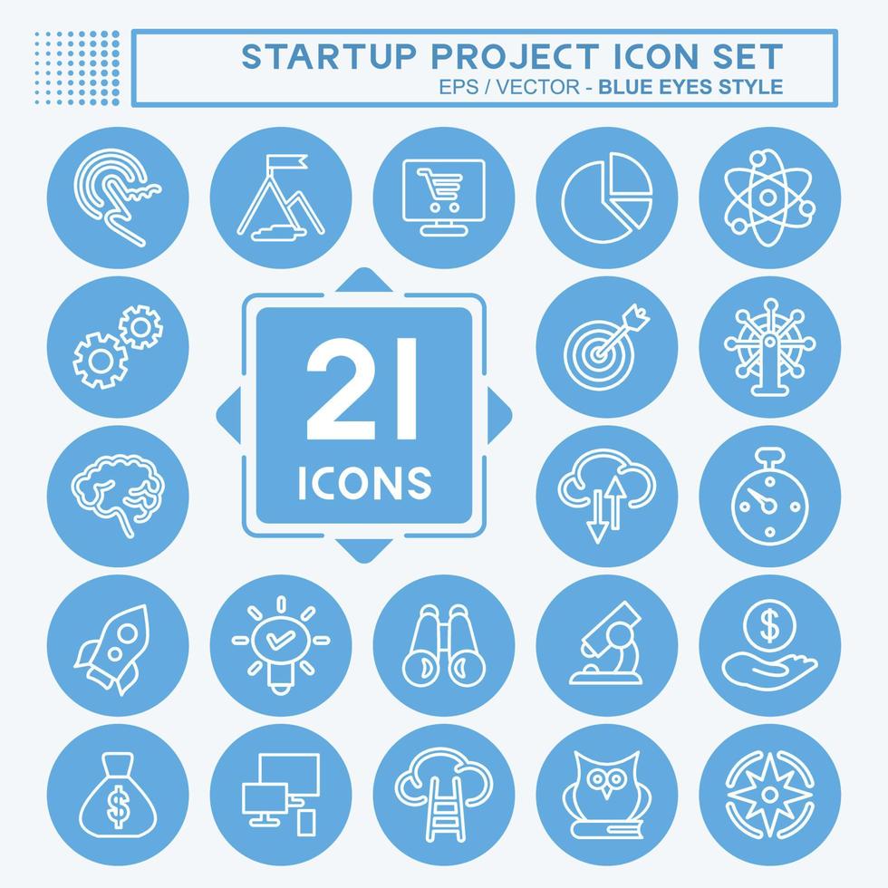 Icon Set Startup Project. suitable for Startup symbol. blue eyes style. simple design editable. design template vector. simple illustration vector