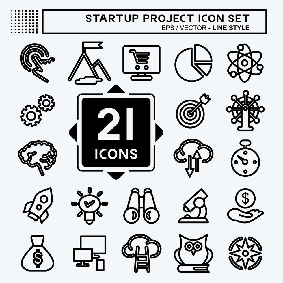 Icon Set Startup Project. suitable for Startup symbol. line style. simple design editable. design template vector. simple illustration vector