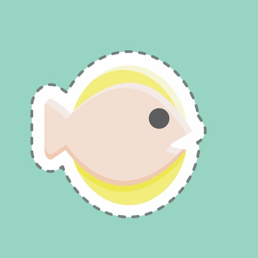 Sticker line cut Flat Fish. suitable for seafood symbol. simple design editable. design template vector. simple illustration vector