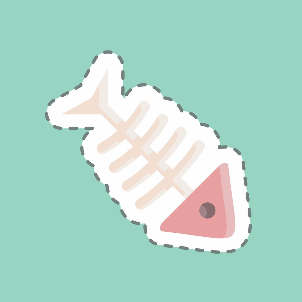 pegatina línea corte hueso de pescado. adecuado para el símbolo de mariscos. diseño simple editable. vector de plantilla de diseño. ilustración sencilla