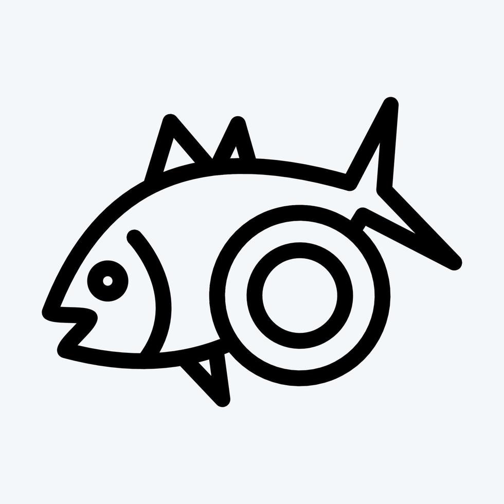 Icon Baked Fish. suitable for seafood symbol. line style. simple design editable. design template vector. simple illustration vector