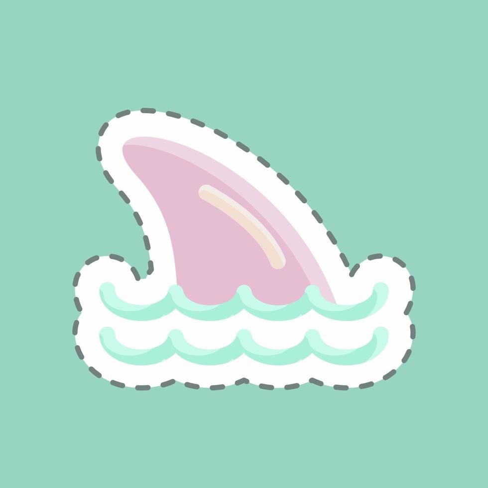 Sticker line cut Shark Fins. suitable for seafood symbol. simple design editable. design template vector. simple illustration vector