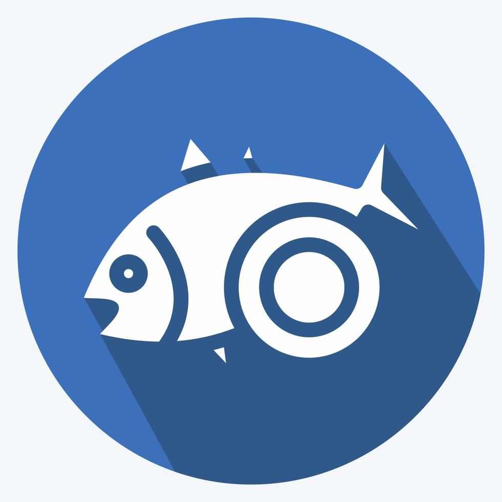 Icon Baked Fish. suitable for seafood symbol. long shadow style. simple design editable. design template vector. simple illustration vector