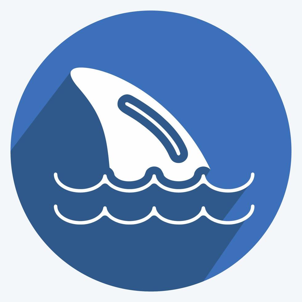 Icon Shark Fins. suitable for seafood symbol. long shadow style. simple design editable. design template vector. simple illustration vector