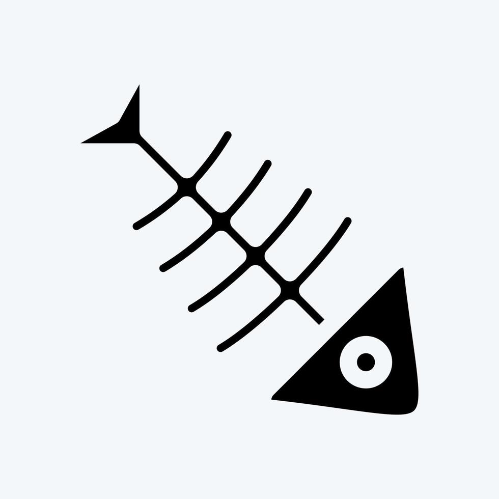 icono de hueso de pescado. adecuado para el símbolo de mariscos. estilo de glifo. diseño simple editable. vector de plantilla de diseño. ilustración sencilla