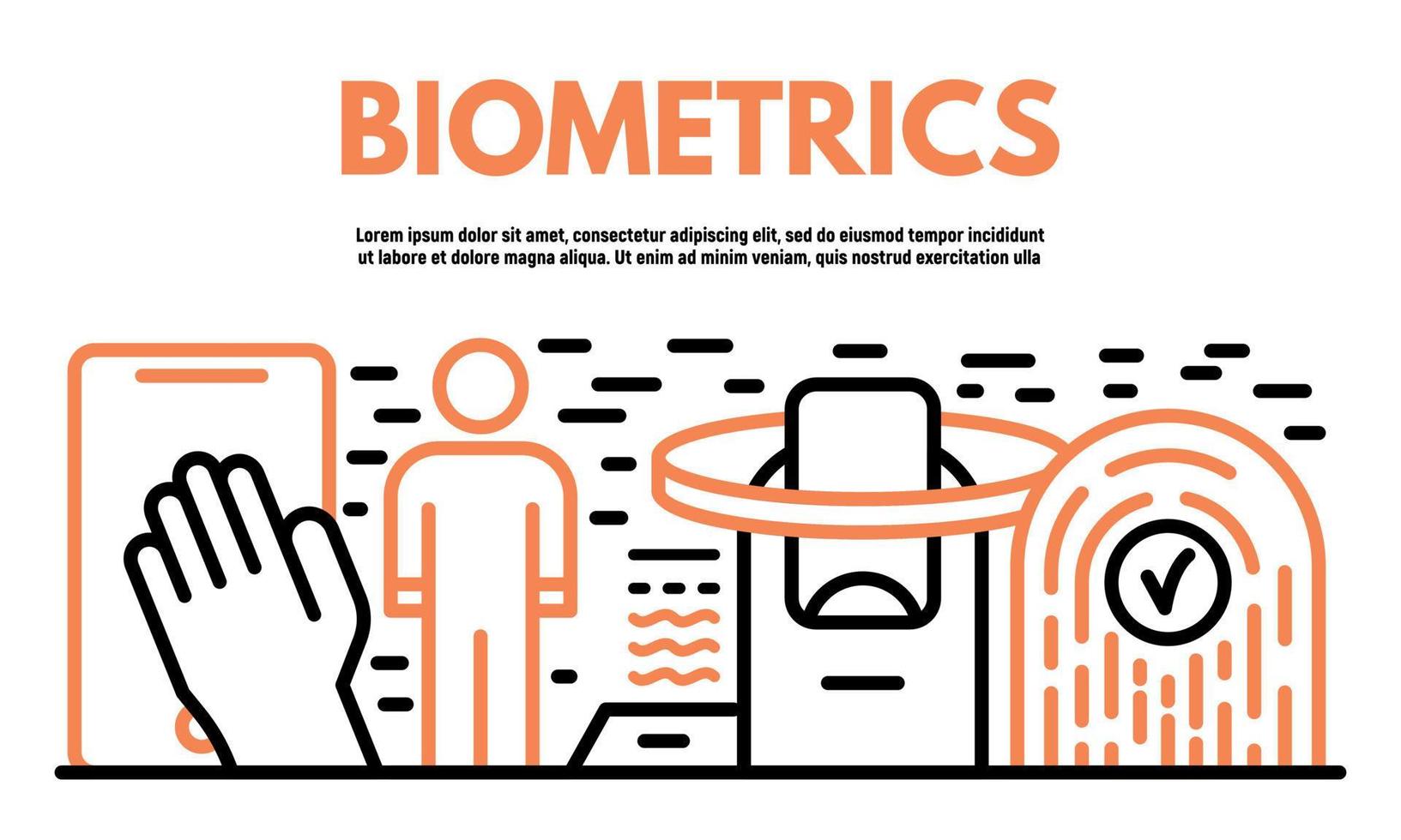 banner biométrico, estilo de contorno vector