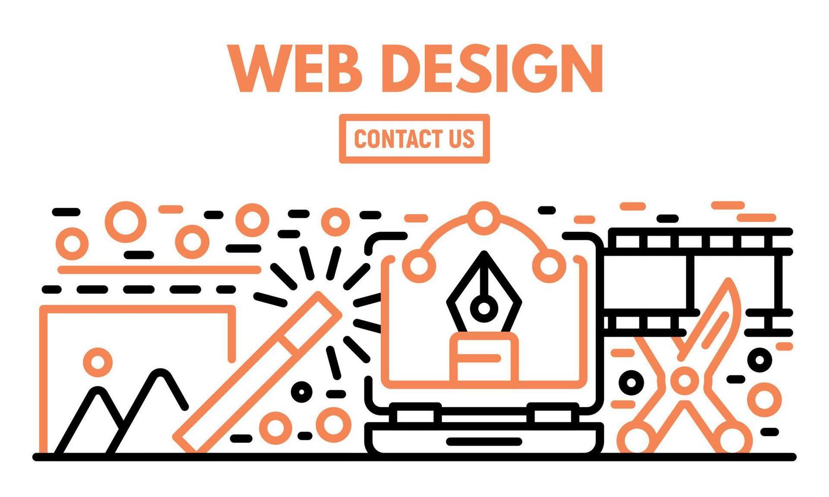Web design banner, outline style vector