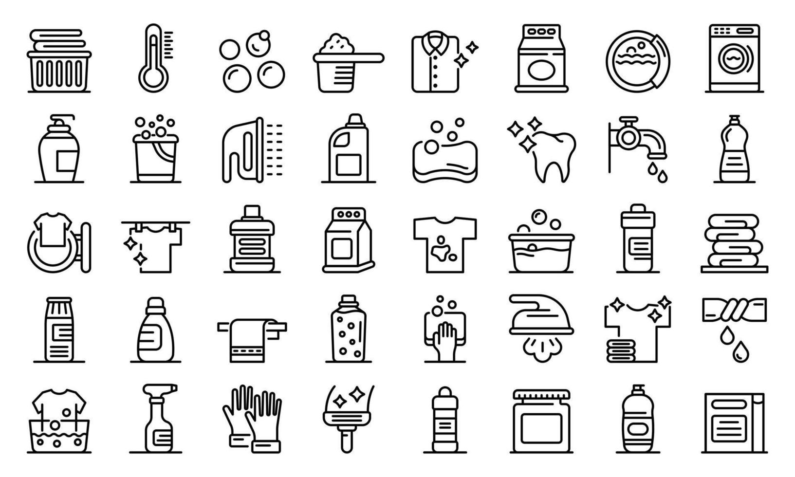 Bleach icons set, outline style vector