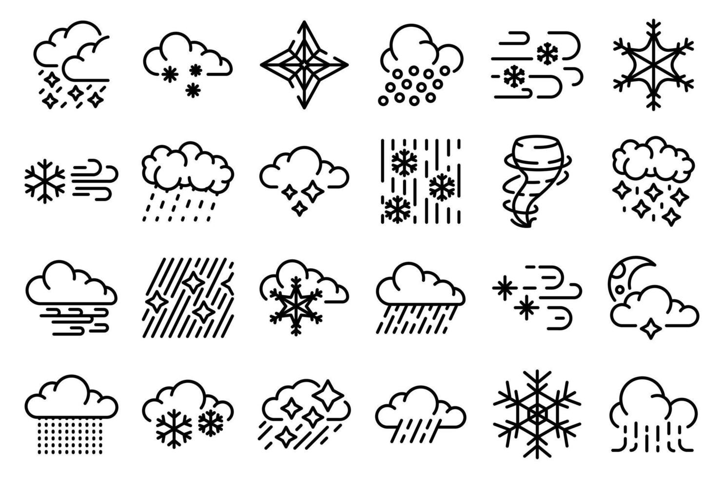 Blizzard icons set, outline style vector