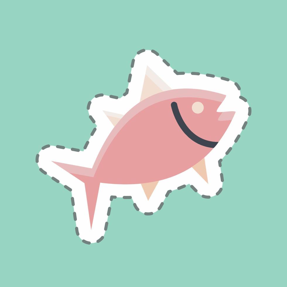 Sticker line cut Tuna. suitable for seafood symbol. simple design editable. design template vector. simple illustration vector