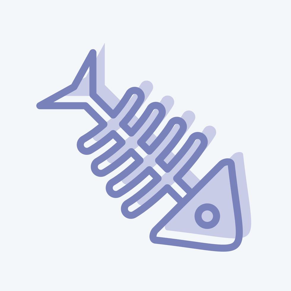 icono de hueso de pescado. adecuado para el símbolo de mariscos. estilo de dos tonos. diseño simple editable. vector de plantilla de diseño. ilustración sencilla