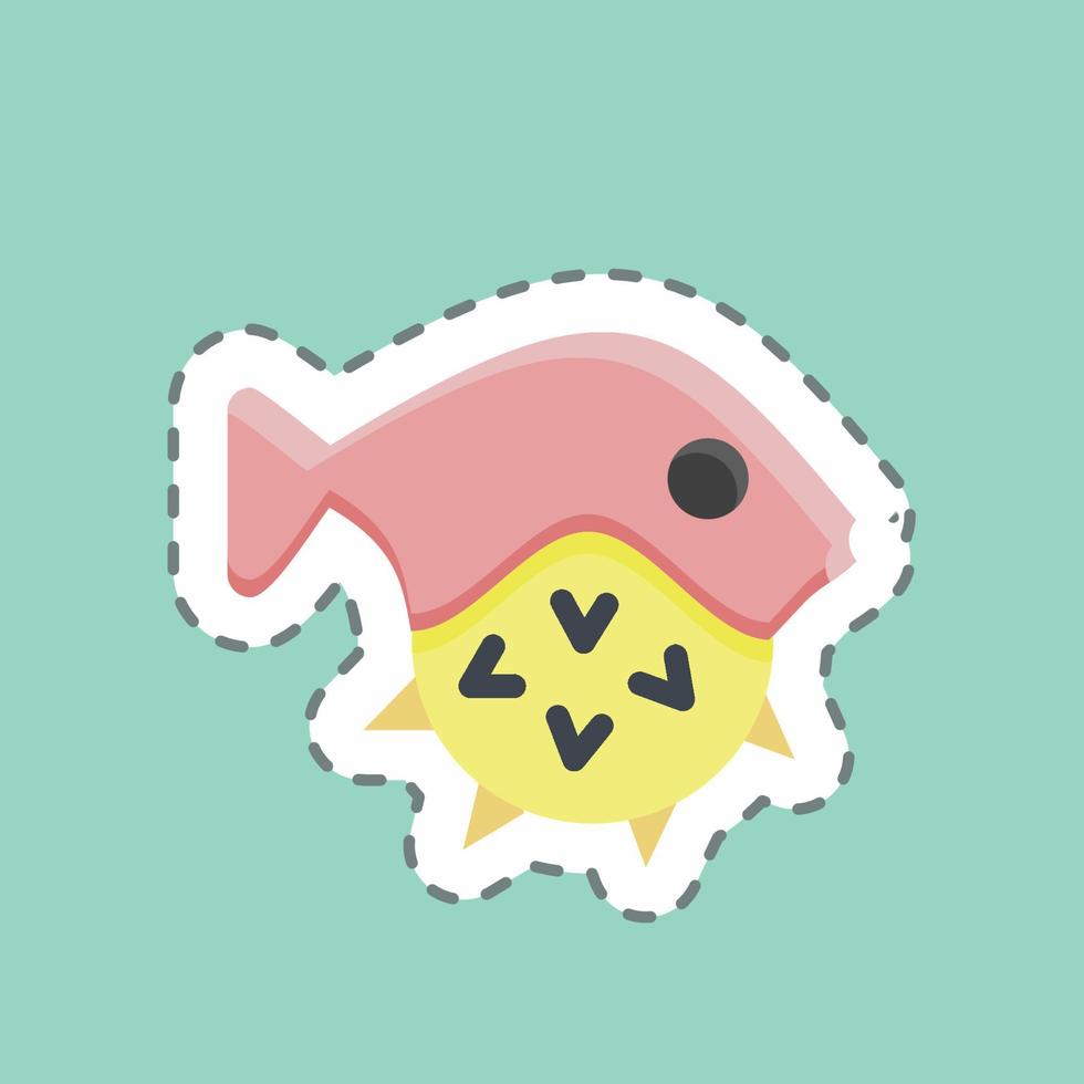 Sticker line cut Puffer Fish. suitable for seafood symbol. simple design editable. design template vector. simple illustration vector