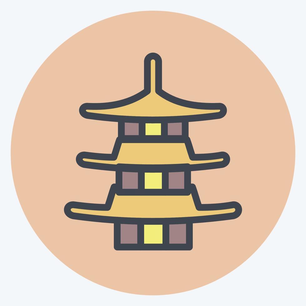 Icon Pagoda. suitable for Japanese symbol. color mate style. simple design editable. design template vector. simple illustration vector